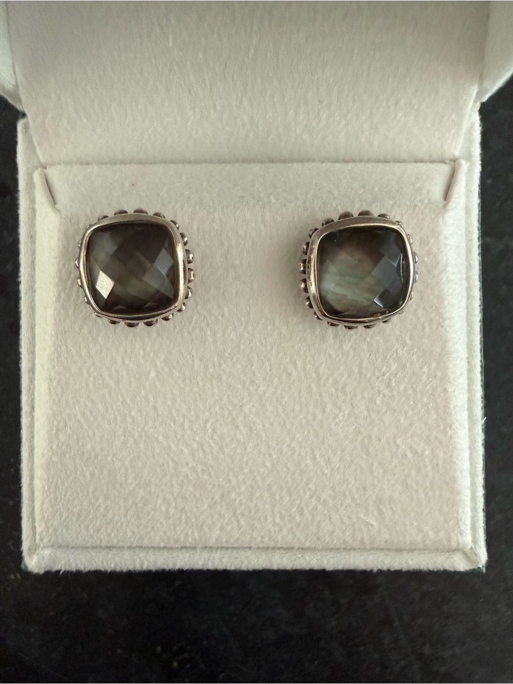 LAGOS Sterling Silver Gray Mother-of-Pearl Cushion Stud Earrings